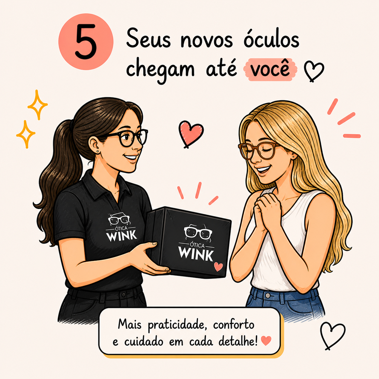 Entrega de óculos prontos em domicílio