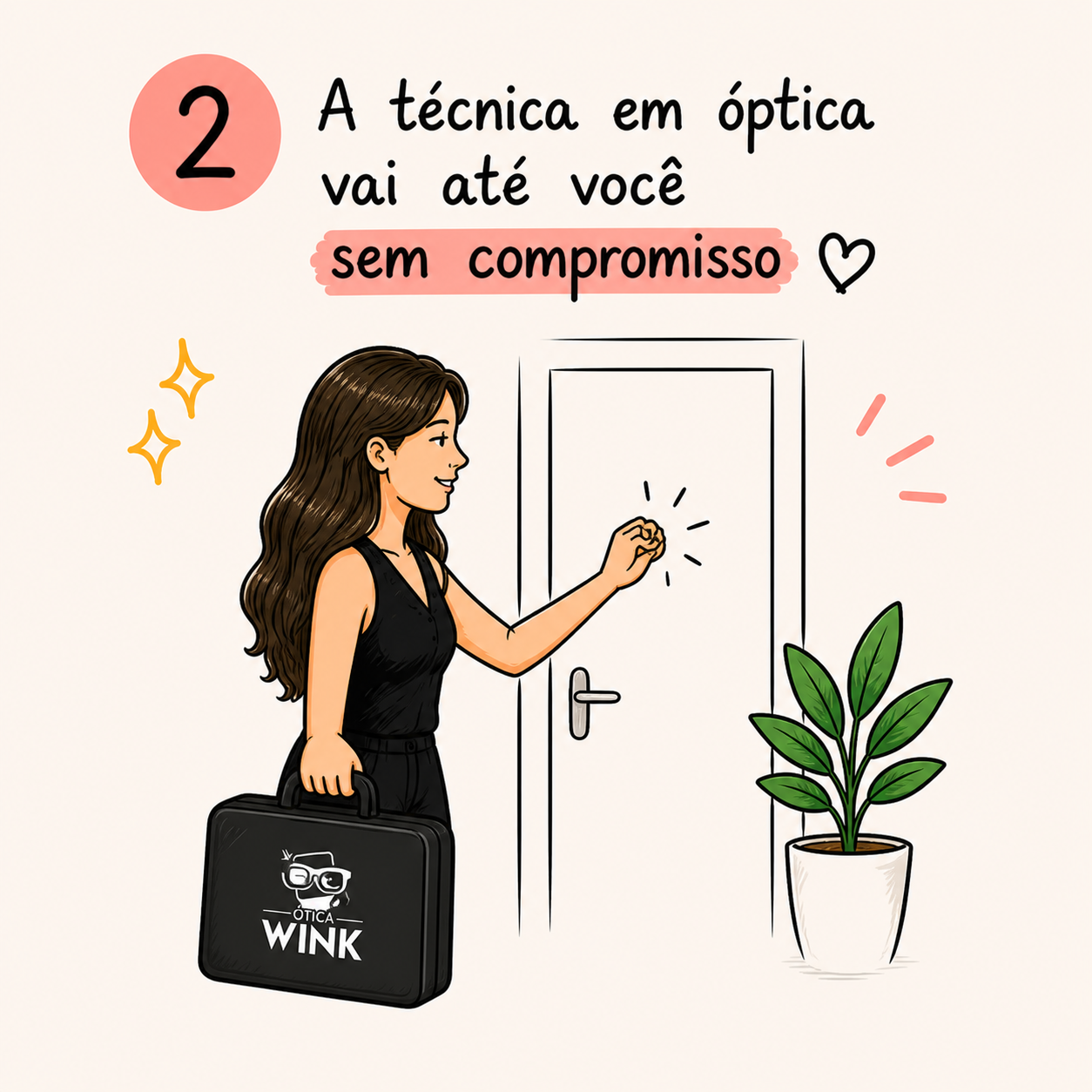 Técnica em óptica realizando atendimento domiciliar